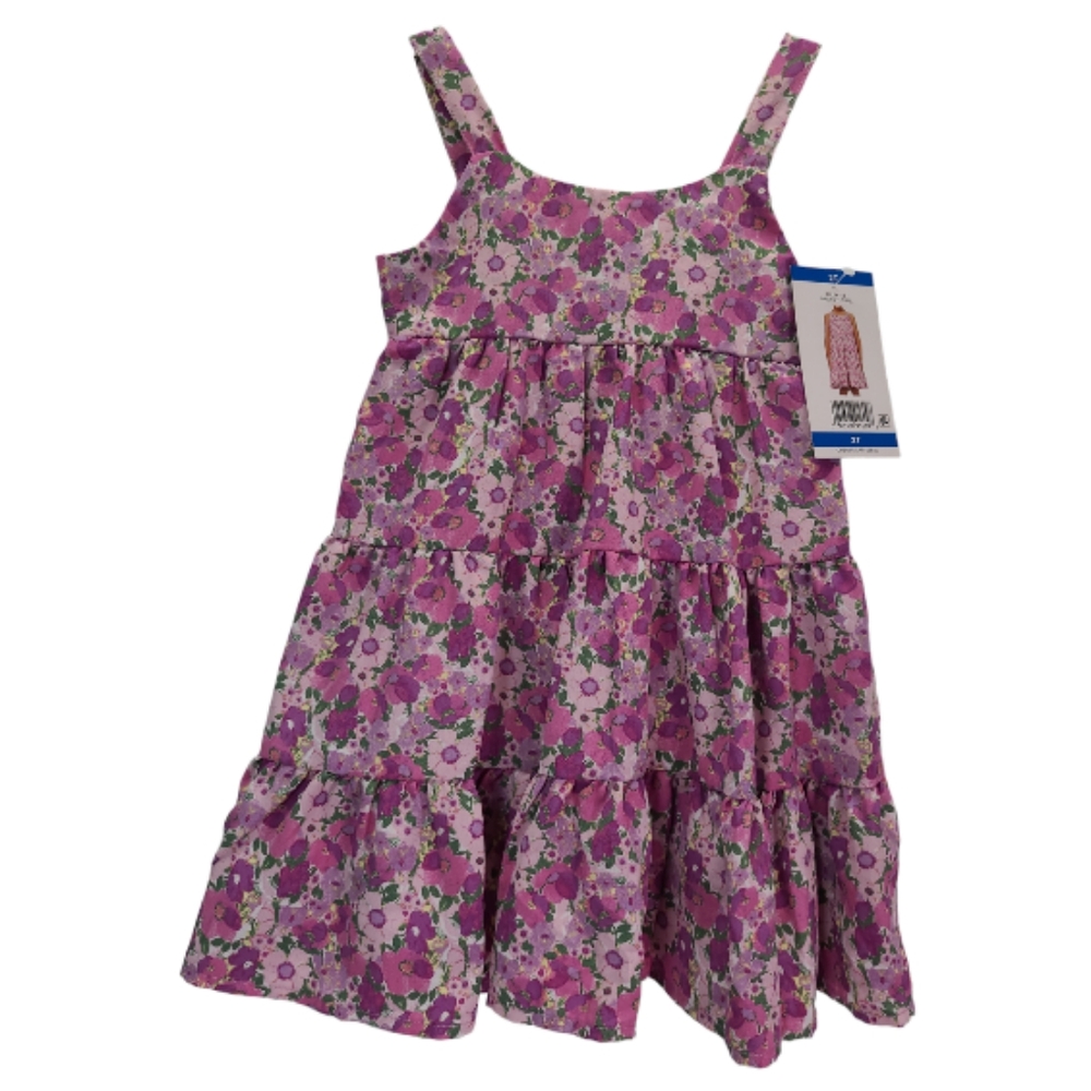 Social Standard Girl's Tiered Tie-Back Sleeveless Orchid Floral Dress 2T New